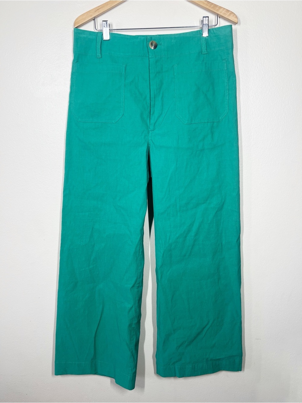 Anthropologie Maeve Womens The Colette High Rise Wide leg crop pants green